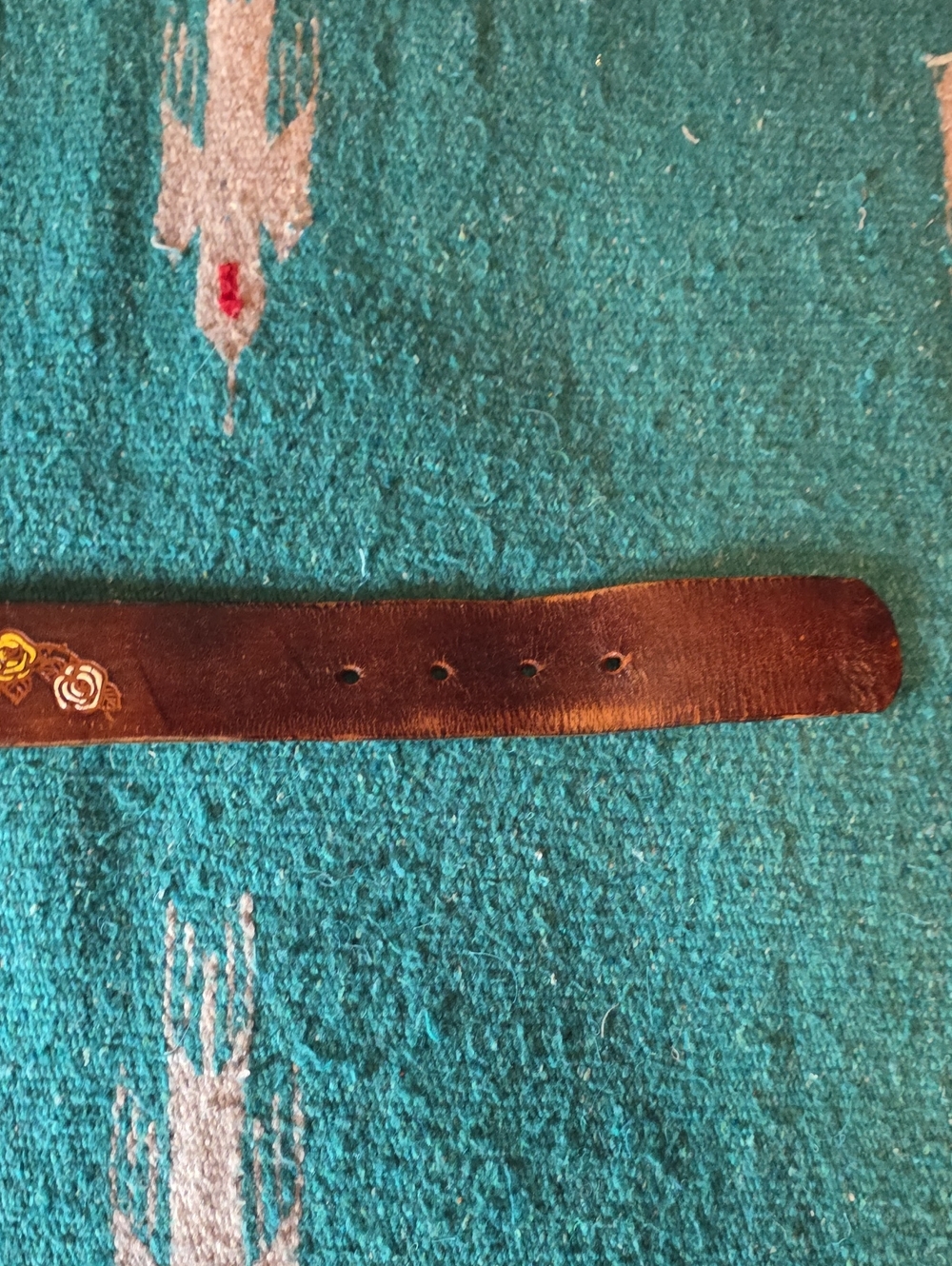 Vintage Tooled Leather Name Belt SANDY Painted Yellow Rose Western Boho - Picture 11 of 14